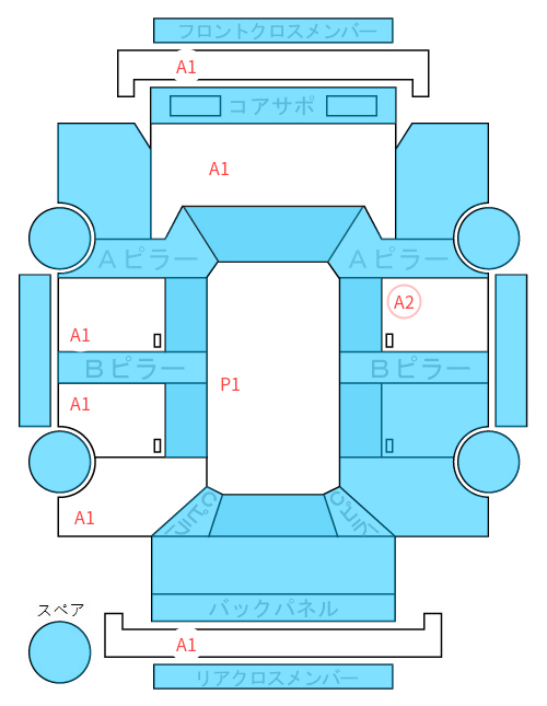 Body condition diagram (damage marks, Japanese labels)