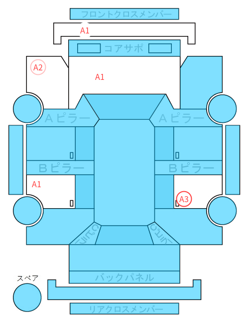 Body condition diagram (damage marks, Japanese labels)