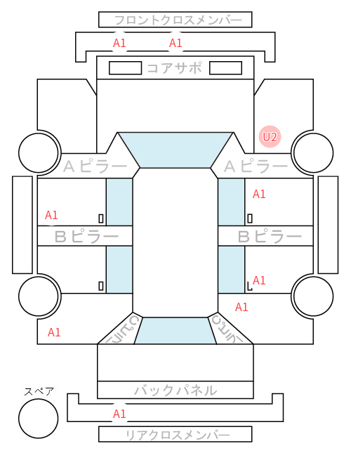 Body condition diagram (damage marks, Japanese labels)