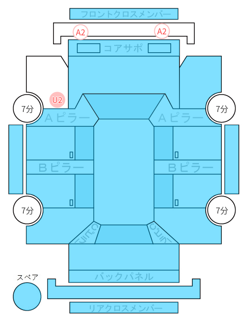 Body condition diagram (damage marks, Japanese labels)