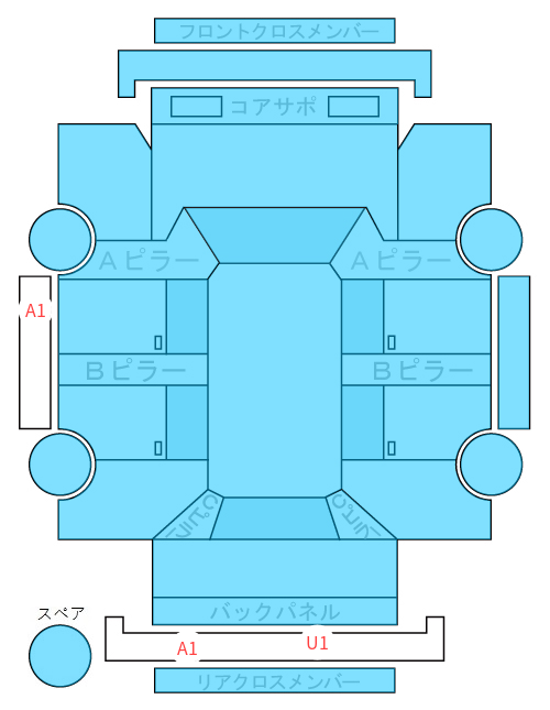 Body condition diagram (damage marks, Japanese labels)