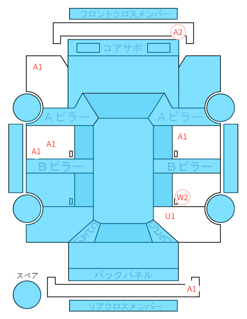 Body condition diagram (damage marks, Japanese labels)