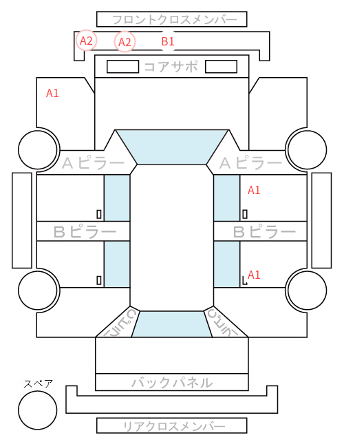 Body condition diagram (damage marks, Japanese labels)