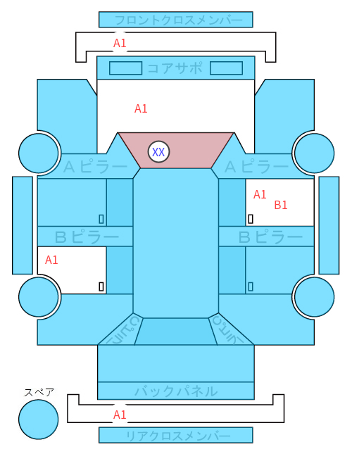 Body condition diagram (damage marks, Japanese labels)