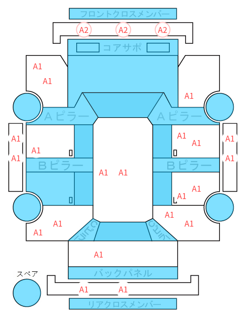 Body condition diagram (damage marks, Japanese labels)