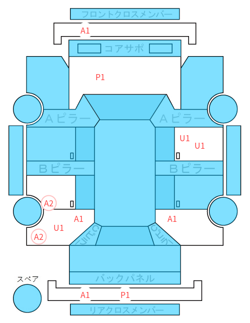 Body condition diagram (damage marks, Japanese labels)