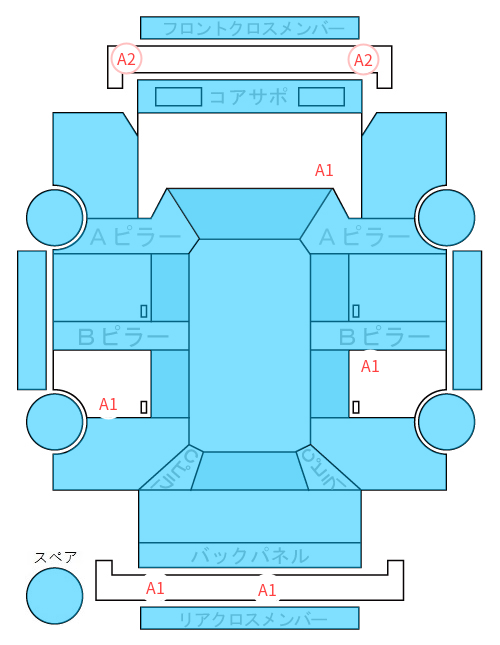 Body condition diagram (damage marks, Japanese labels)