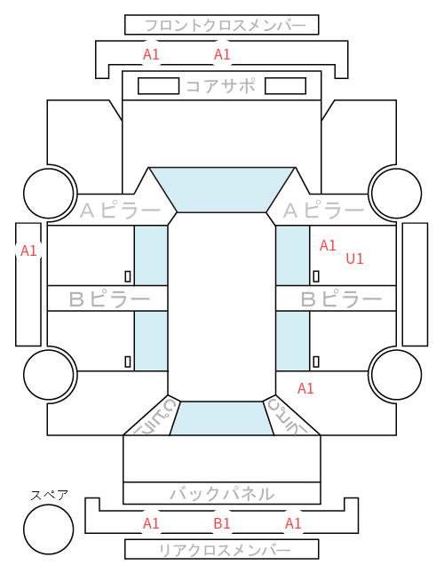 Body condition diagram (damage marks, Japanese labels)