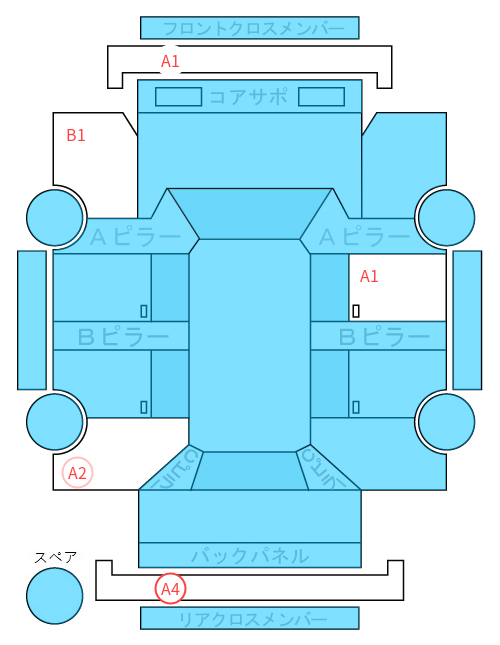 Body condition diagram (damage marks, Japanese labels)
