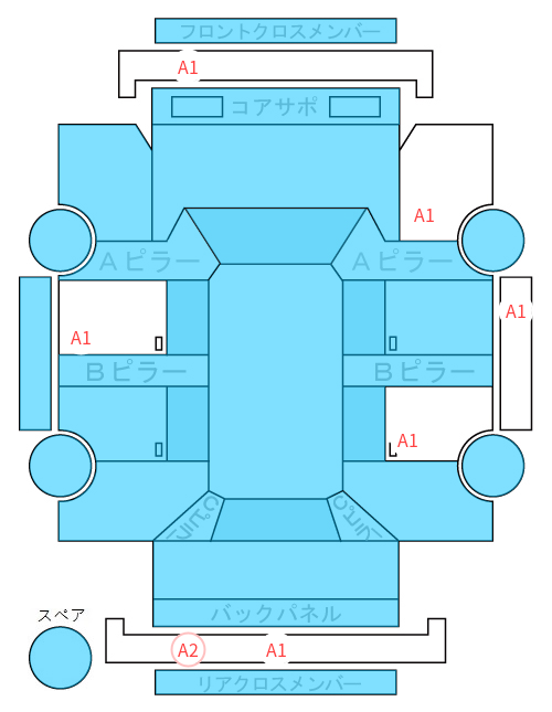Body condition diagram (damage marks, Japanese labels)