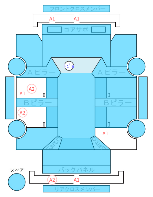 Body condition diagram (damage marks, Japanese labels)