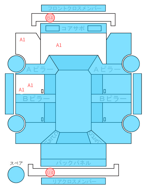 Body condition diagram (damage marks, Japanese labels)