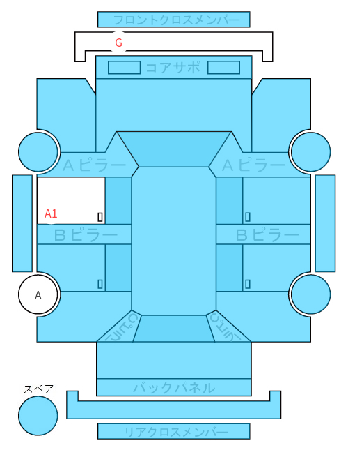 Body condition diagram (damage marks, Japanese labels)