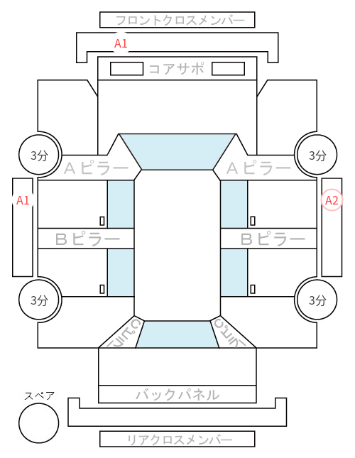 Body condition diagram (damage marks, Japanese labels)
