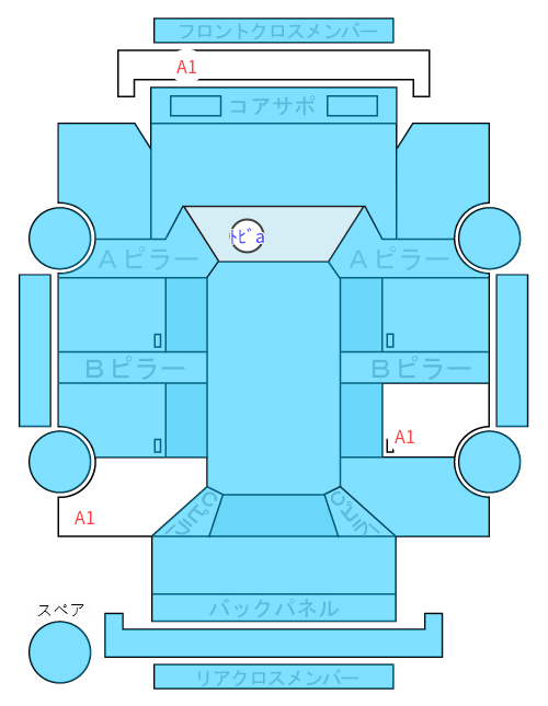 Body condition diagram (damage marks, Japanese labels)