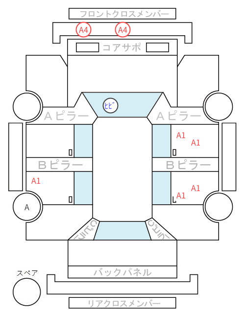 Body condition diagram (damage marks, Japanese labels)