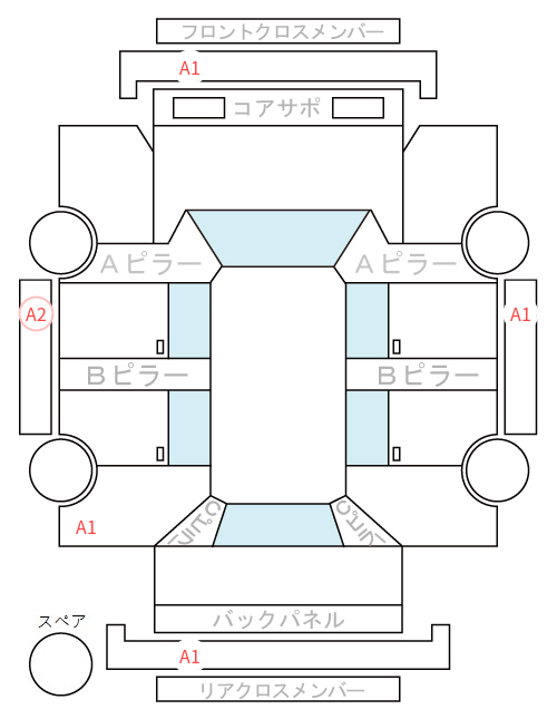 Body condition diagram (damage marks, Japanese labels)