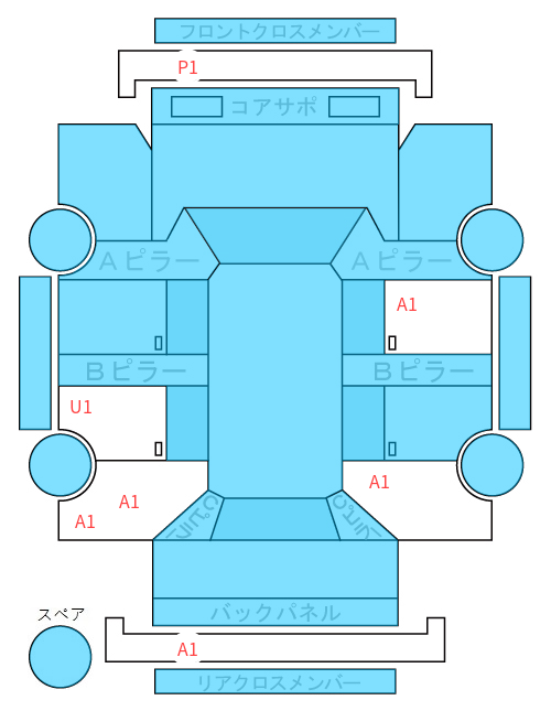 Body condition diagram (damage marks, Japanese labels)
