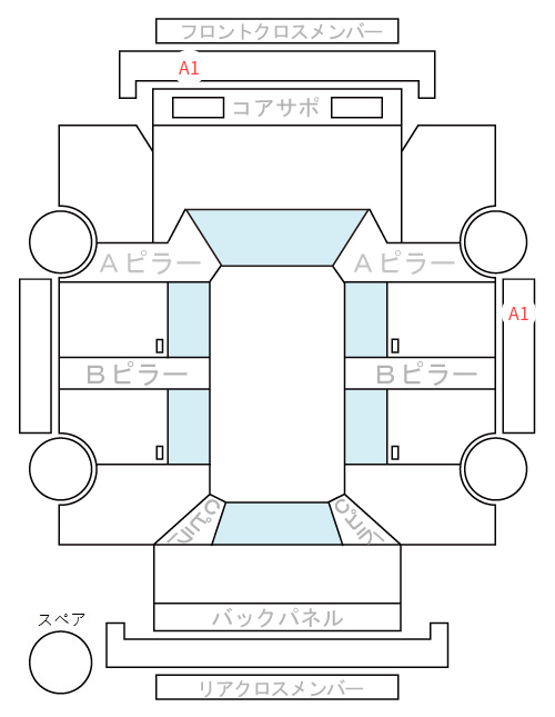 Body condition diagram (damage marks, Japanese labels)