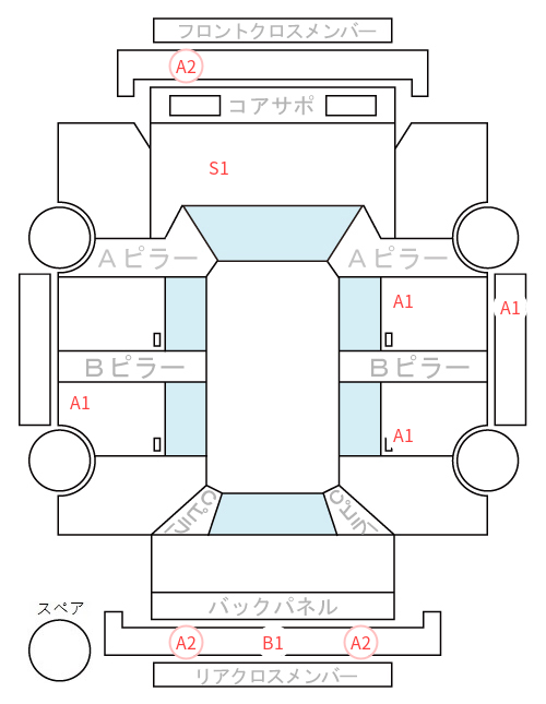 Body condition diagram (damage marks, Japanese labels)