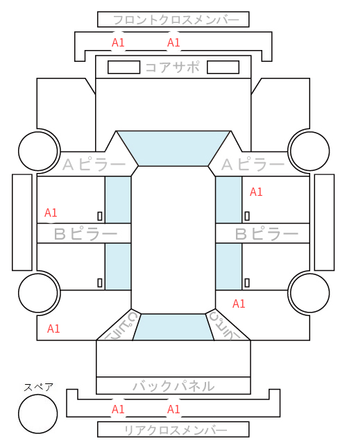 Body condition diagram (damage marks, Japanese labels)