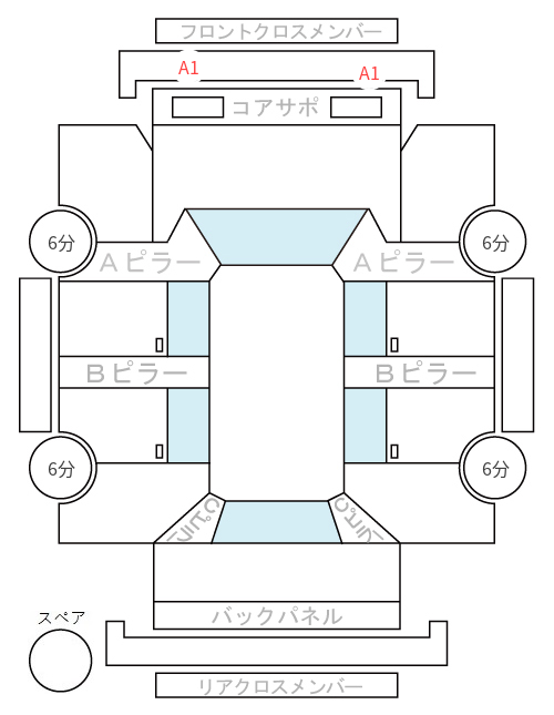 Body condition diagram (damage marks, Japanese labels)