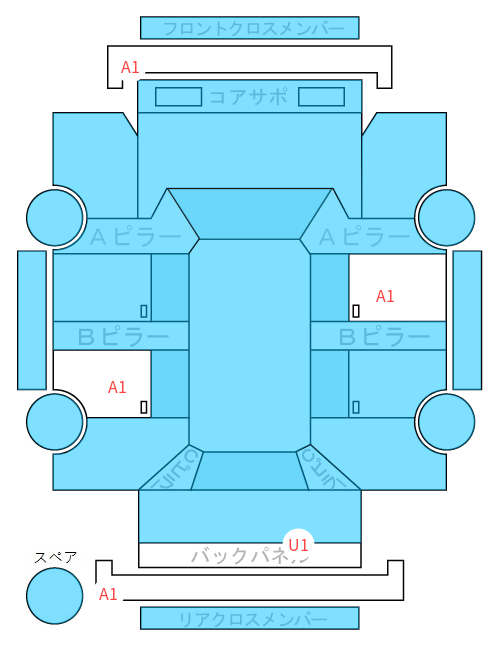 Body condition diagram (damage marks, Japanese labels)