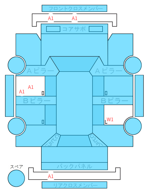 Body condition diagram (damage marks, Japanese labels)