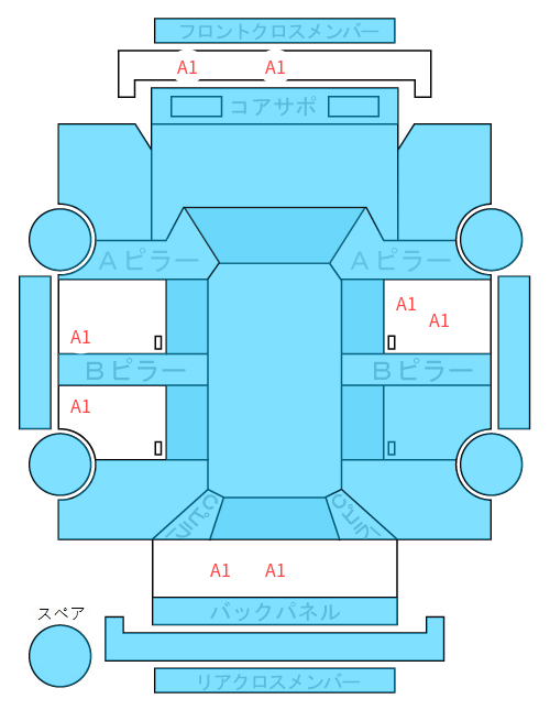 Body condition diagram (damage marks, Japanese labels)