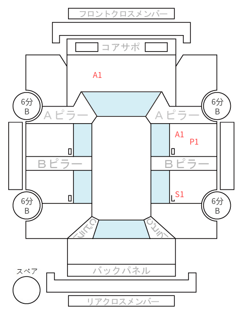 Body condition diagram (damage marks, Japanese labels)
