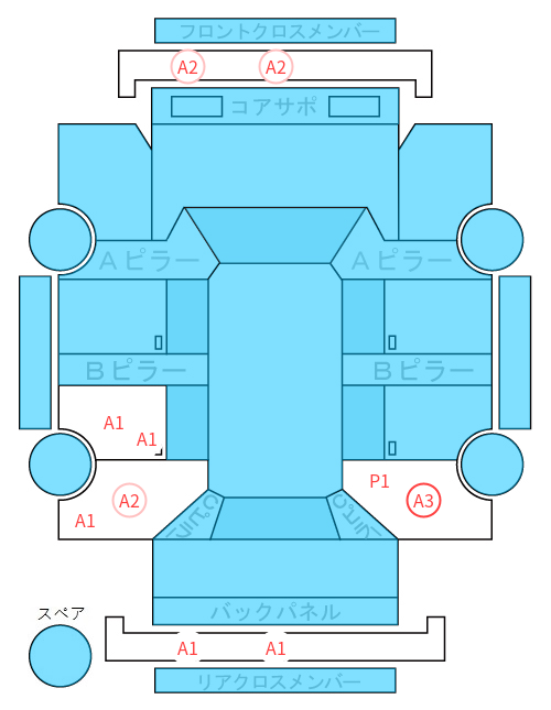 Body condition diagram (damage marks, Japanese labels)