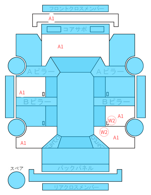 Body condition diagram (damage marks, Japanese labels)