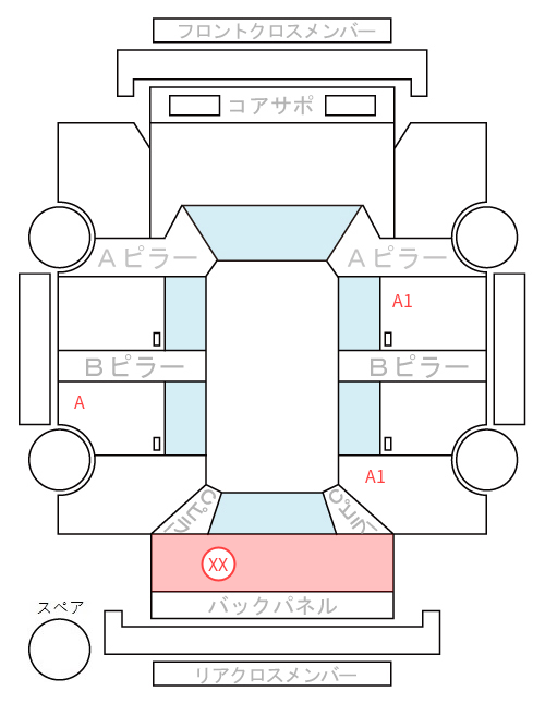 Body condition diagram (damage marks, Japanese labels)
