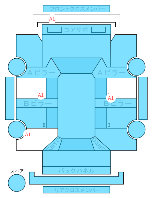 Body condition diagram (damage marks, Japanese labels)