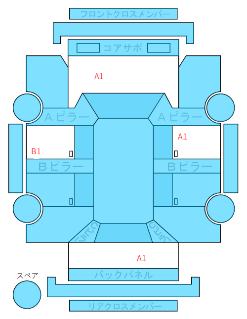 Body condition diagram (damage marks, Japanese labels)