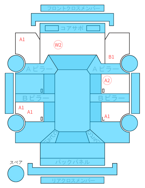 Body condition diagram (damage marks, Japanese labels)