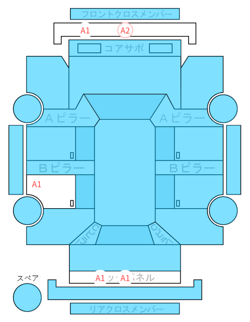 Body condition diagram (damage marks, Japanese labels)