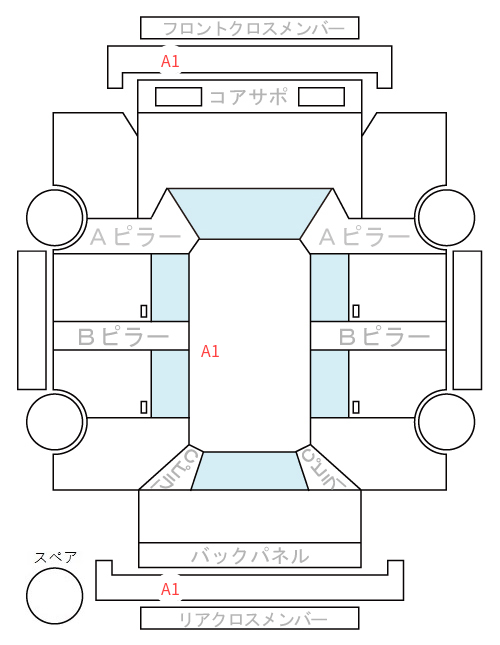 Body condition diagram (damage marks, Japanese labels)