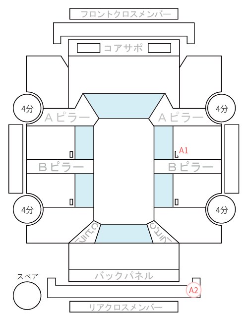 Body condition diagram (damage marks, Japanese labels)