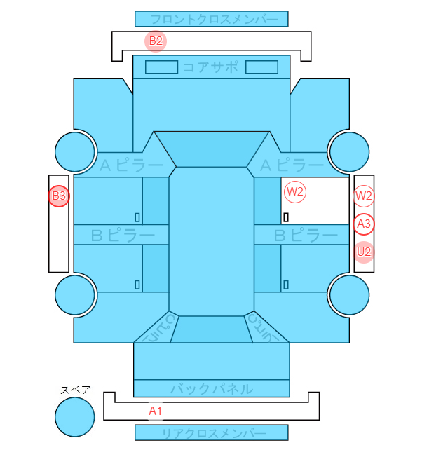 Body condition diagram (damage marks, Japanese labels)
