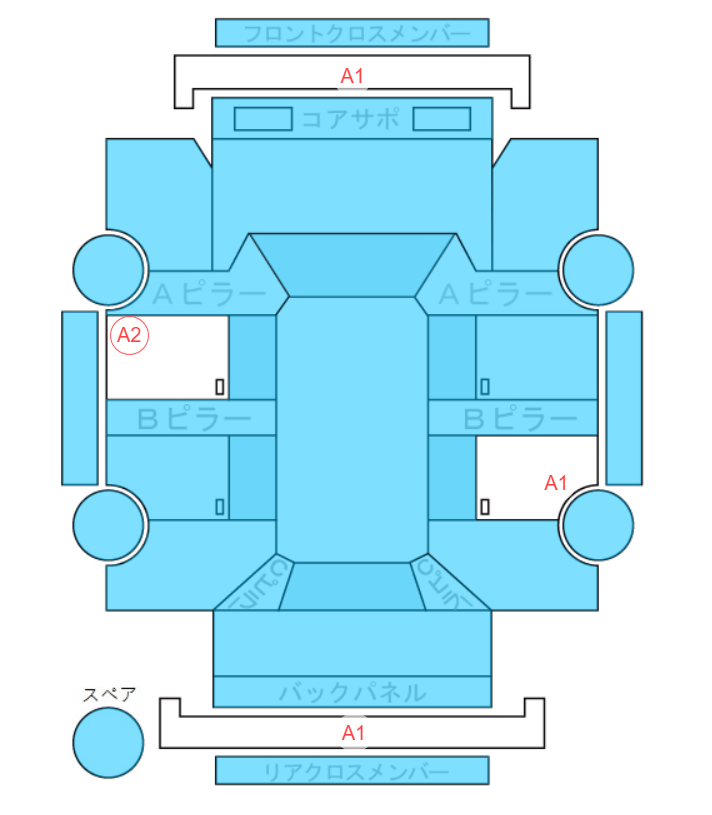 Body condition diagram (damage marks, Japanese labels)