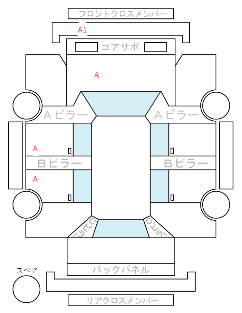Body condition diagram (damage marks, Japanese labels)