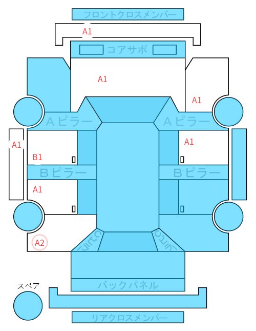 Body condition diagram (damage marks, Japanese labels)