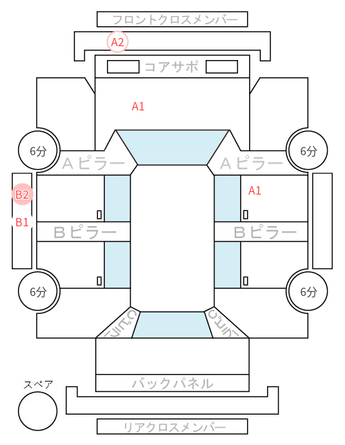 Body condition diagram (damage marks, Japanese labels)