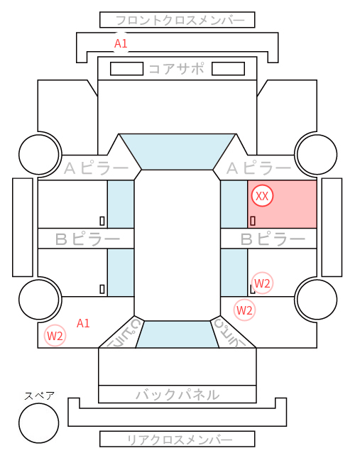 Body condition diagram (damage marks, Japanese labels)