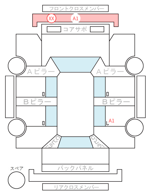 Body condition diagram (damage marks, Japanese labels)