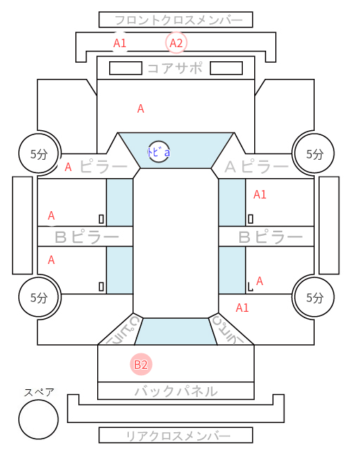 Body condition diagram (damage marks, Japanese labels)