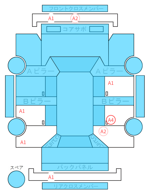 Body condition diagram (damage marks, Japanese labels)