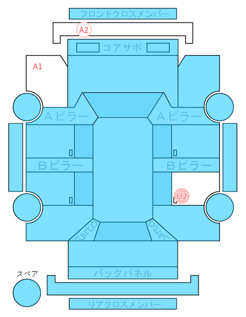 Body condition diagram (damage marks, Japanese labels)