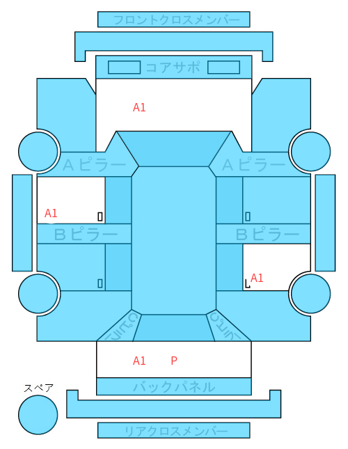 Body condition diagram (damage marks, Japanese labels)